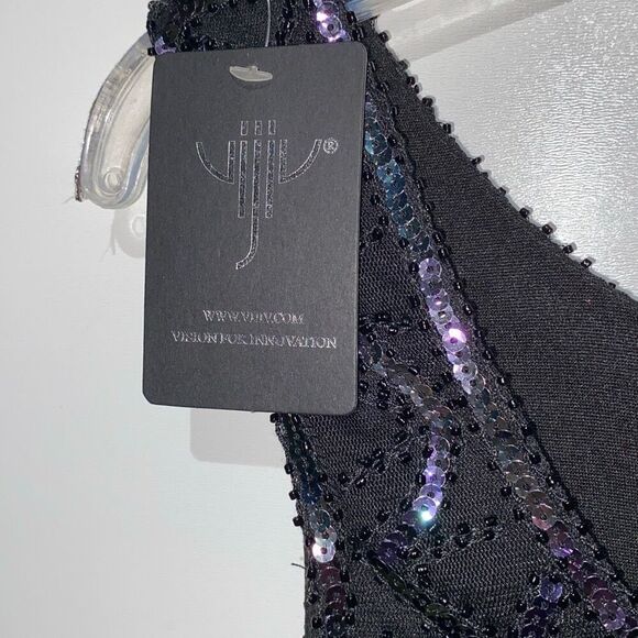 Vijiv Women's Black Sparkling Sequin Beaded Embellished Tank Top Small NWT - Picture 5 of 9